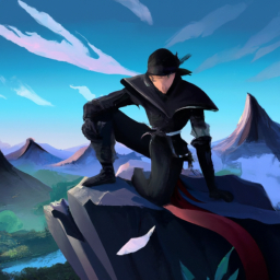 sitting atop a high mountain, dressed in sleek black ninja gear, ready to conquer the digital marketing world. Created with our AI beta picture generator